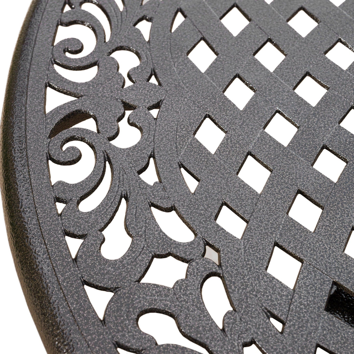 Tranquilius Outdoor Round Dining Table with Lattice Tabletop, Umbrella Hole and Curved Legs