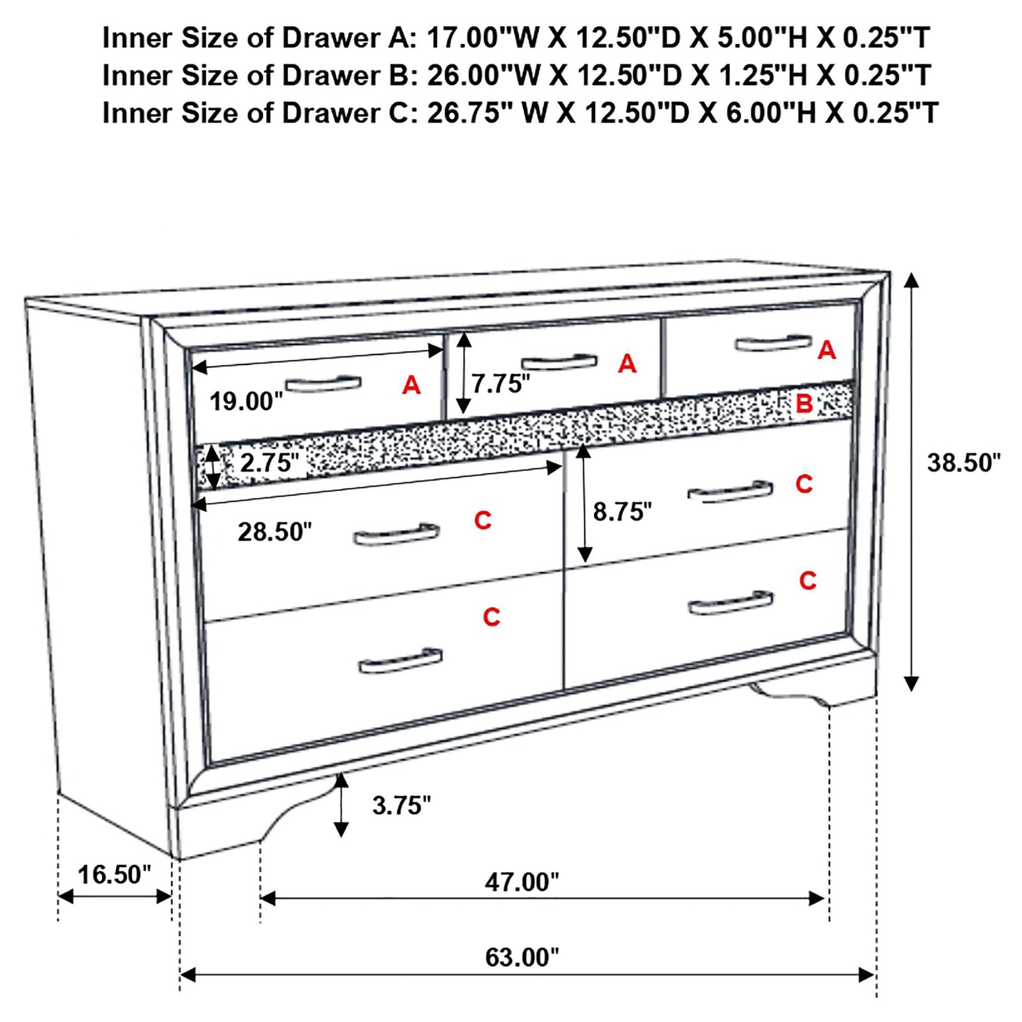 Annie - 9 Drawer Dresser