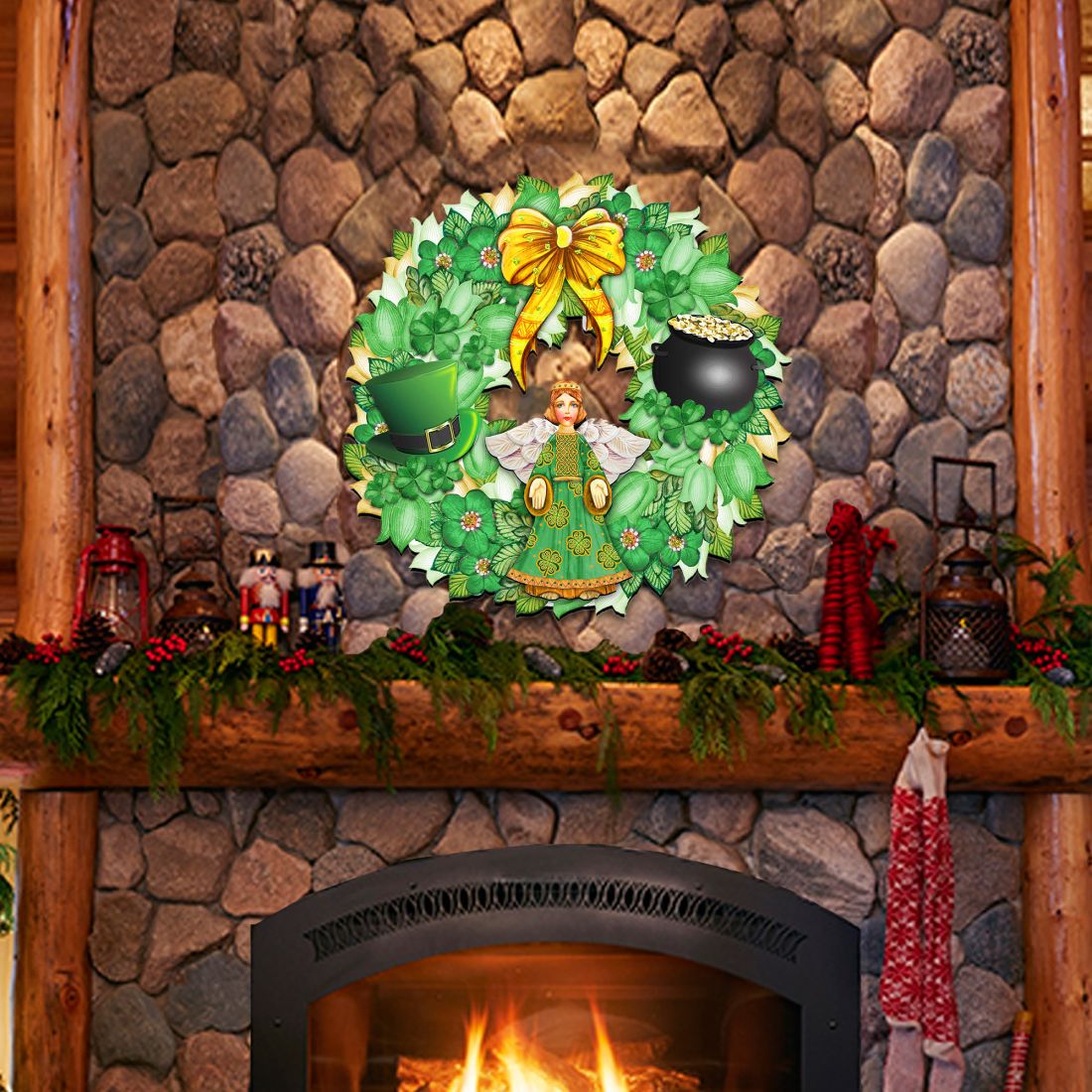 St Patrick's Day Wreath Irish Holiday Door Decor by G. DeBrekht - Celtic Decor - 8185318H