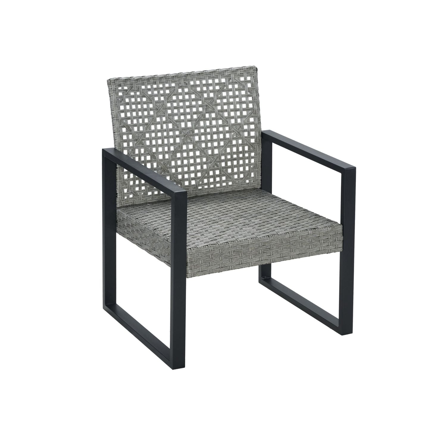 4 Piece Patio Furniture Set With Acacia Wood Table Top And Cushions