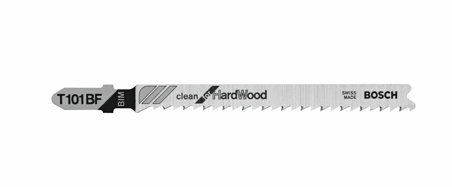 BOSCH T101BF 5 pc. 4 In. 10 TPI Variable Pitch Clean for Hardwood T-Shank Jig Saw Blades