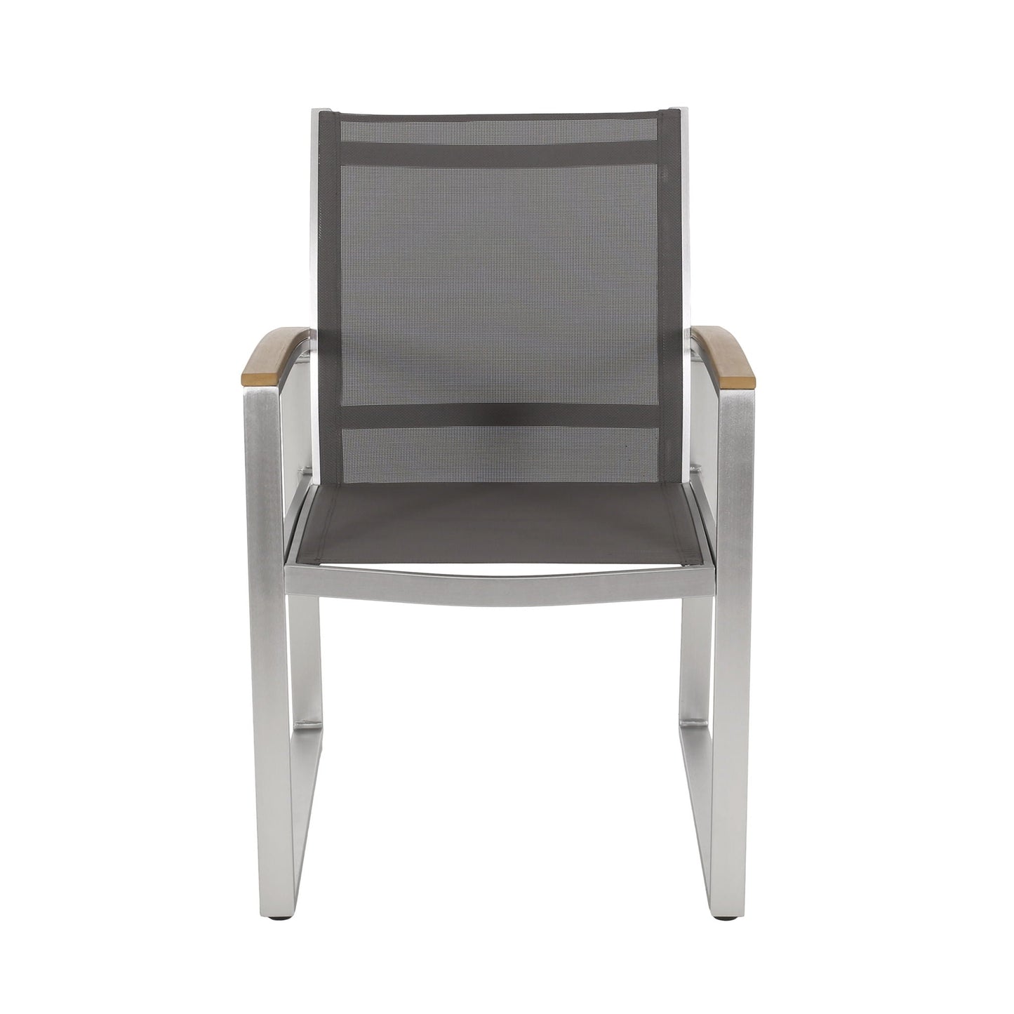 Poetic Outdoor Dining Chair with Faux Wood Arms and Aluminum Frame (Set of 2)