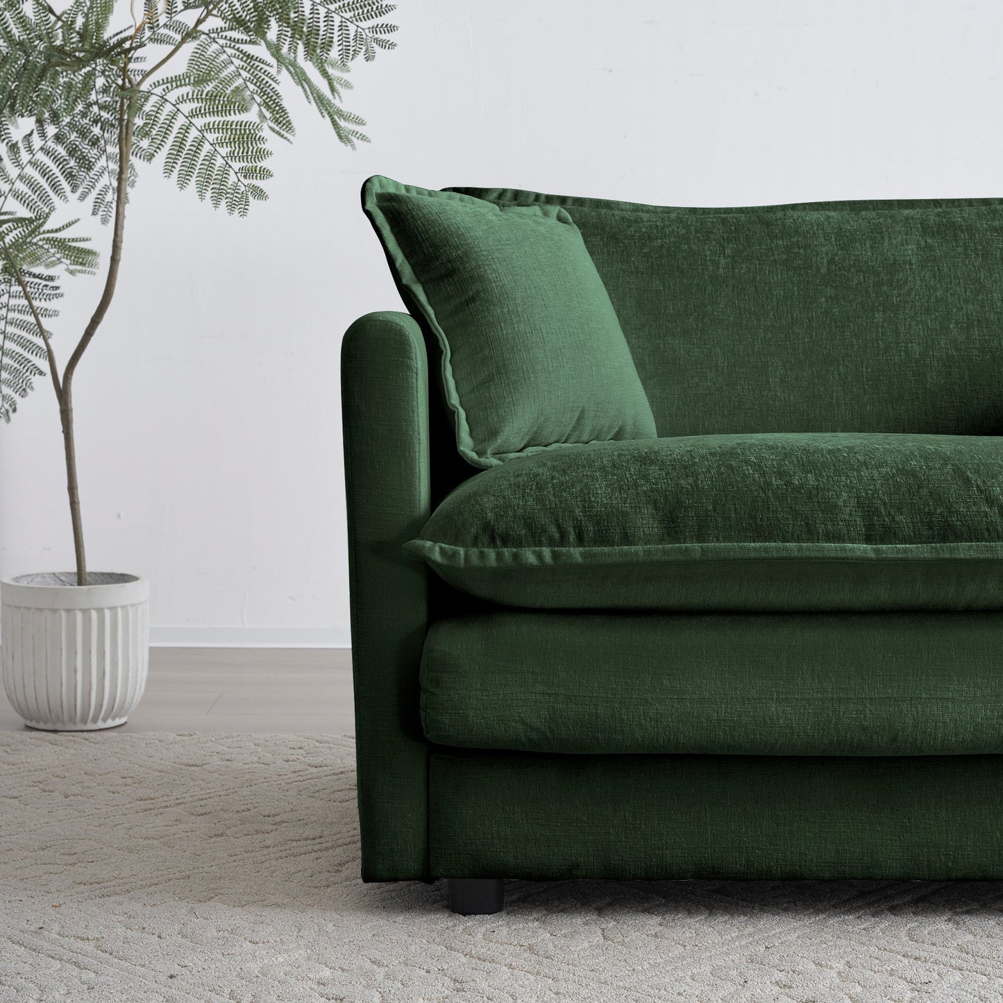2-Piece Upholstered Sectional Sofa Set in Green Chenille