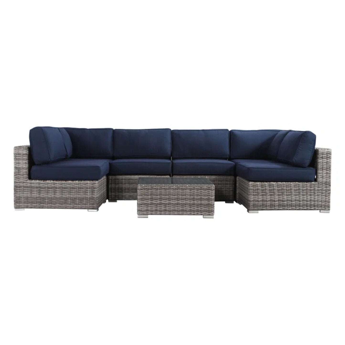 Seating Set With Cushions Handcrafted Wicker Design