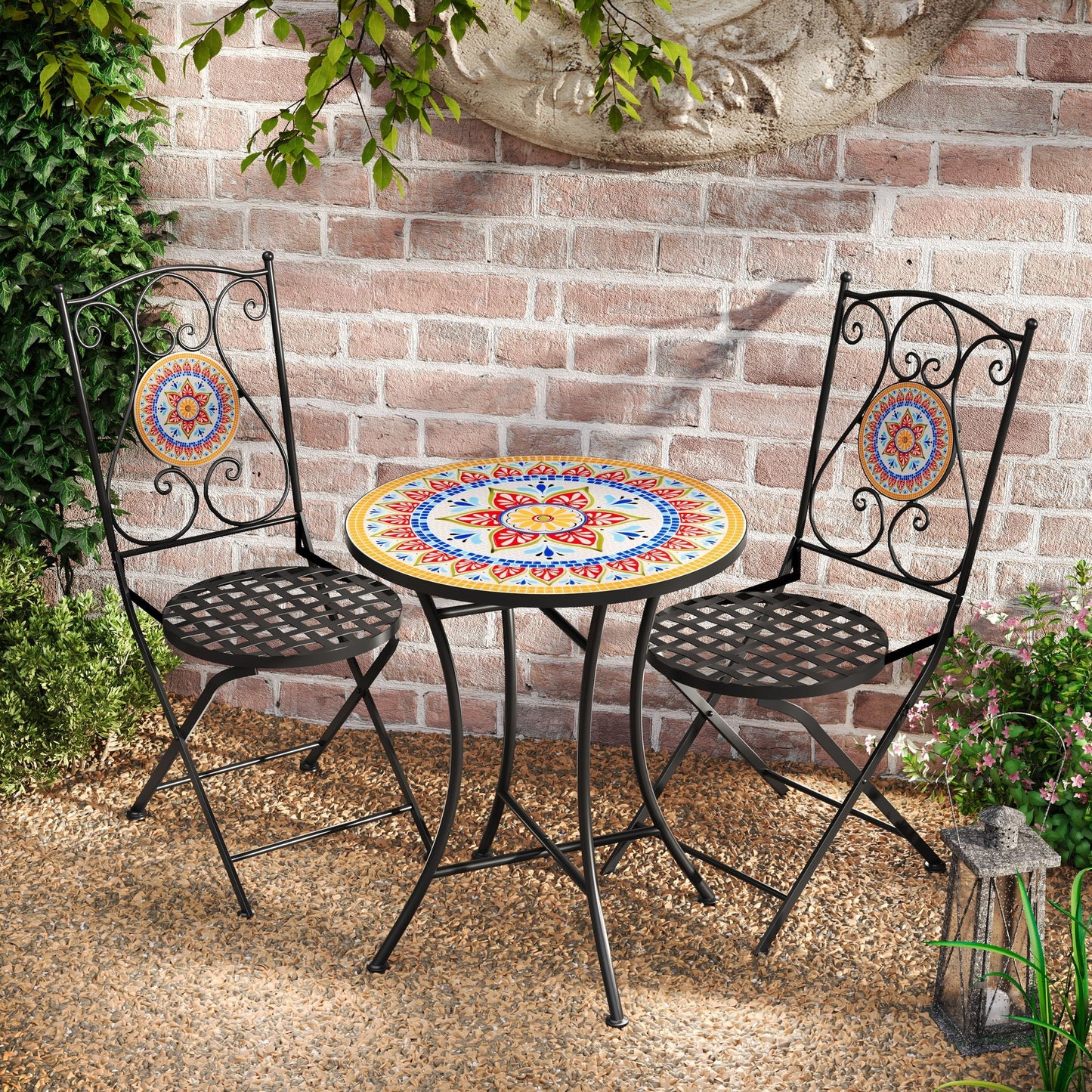 Lambert Outdoor Chat Set - Black / Red