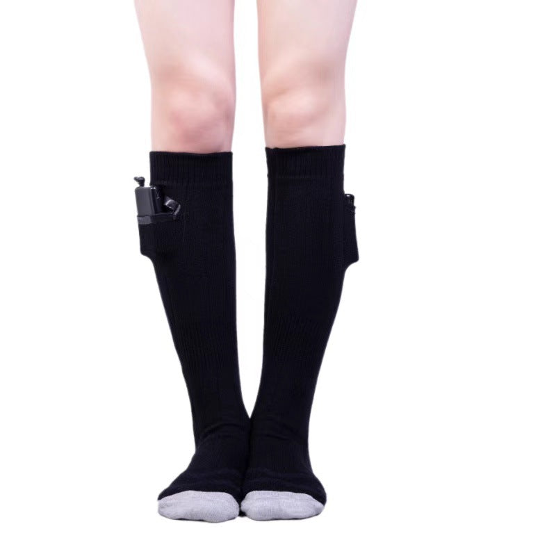 Hot socks for winter warmth, electric socks with USB charging, long tube, cold resistant socks for men and women, warm feet for winter heating