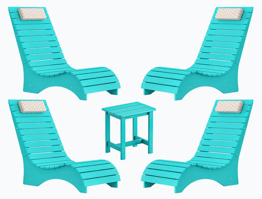 AquaCurve™ AquaWave Pool Loungers in Water for Compact Tanning Ledges with Side Table