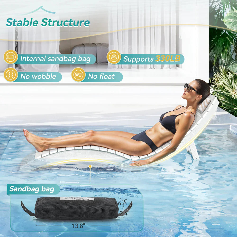 AquaCurve™ AquaWave Pre-Assembled Folding Pool Lounge Chair for Tanning Ledge