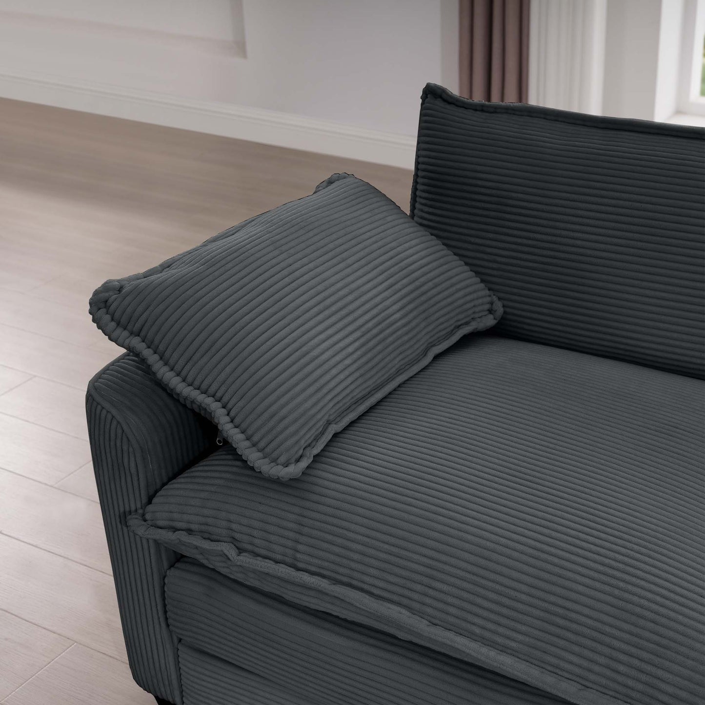 Modern 2 Seater With 4 Pillows, Upholstered Deep Seating Loveseat