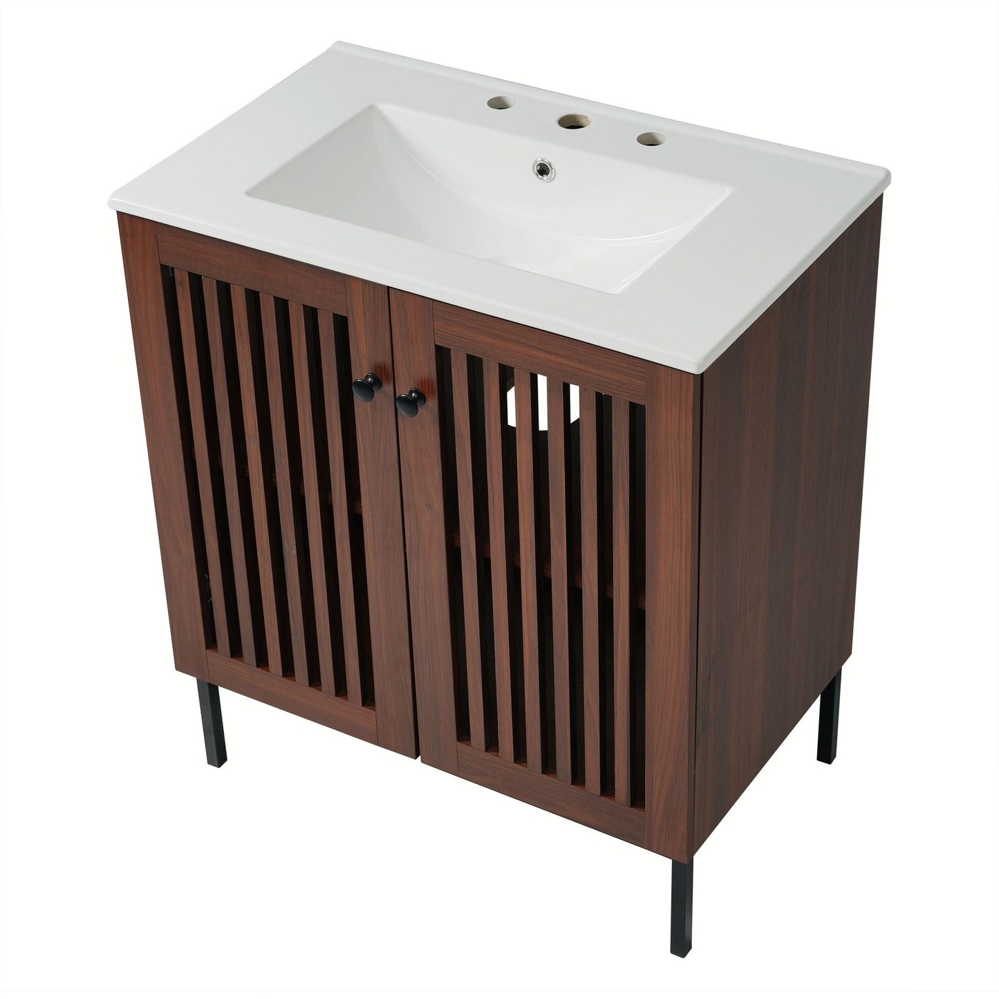 30" Vintage Bathroom Vanity With Ceramic Sink