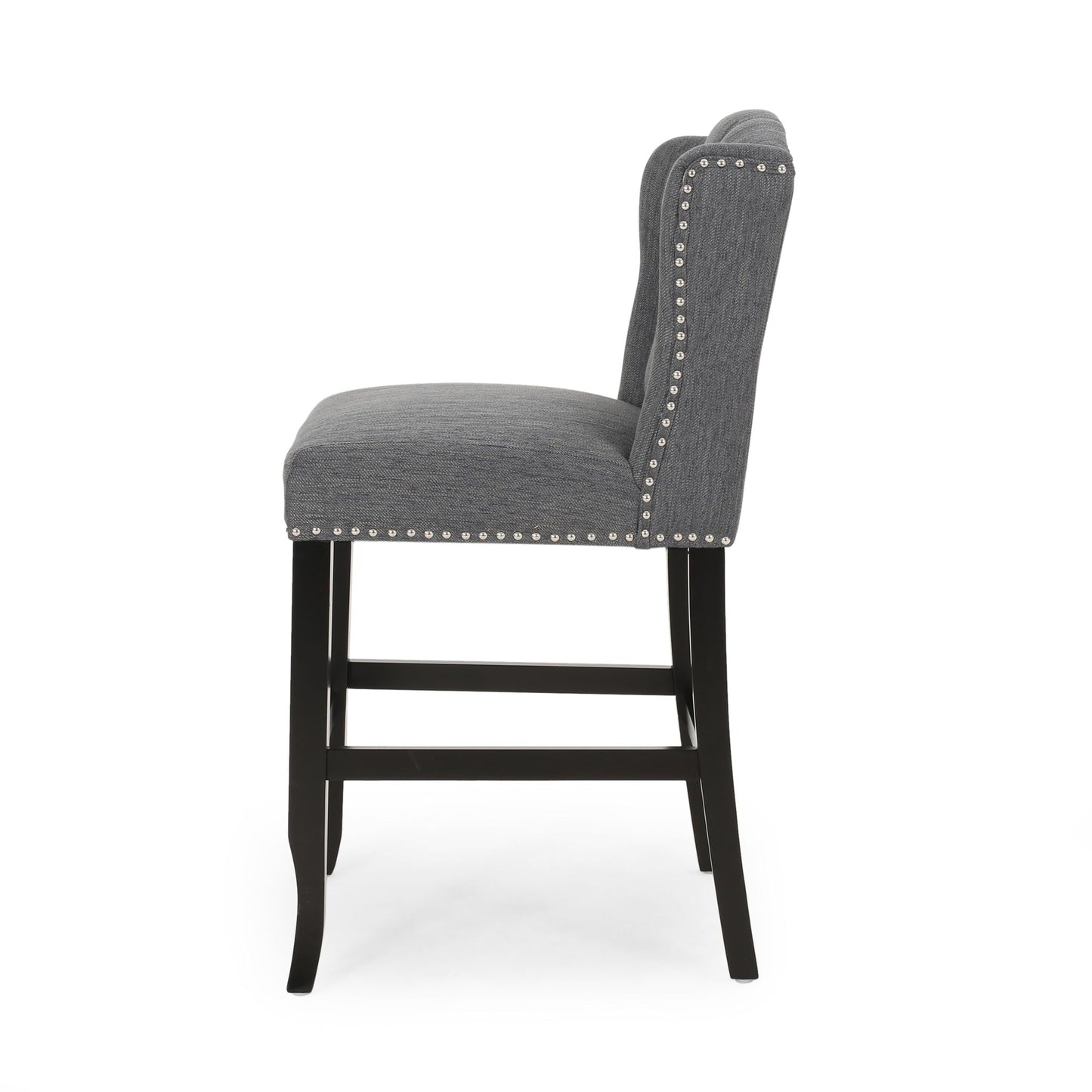 Vienna Fabric Tufted Counter Stool With Nailhead Accents (Set of 2)