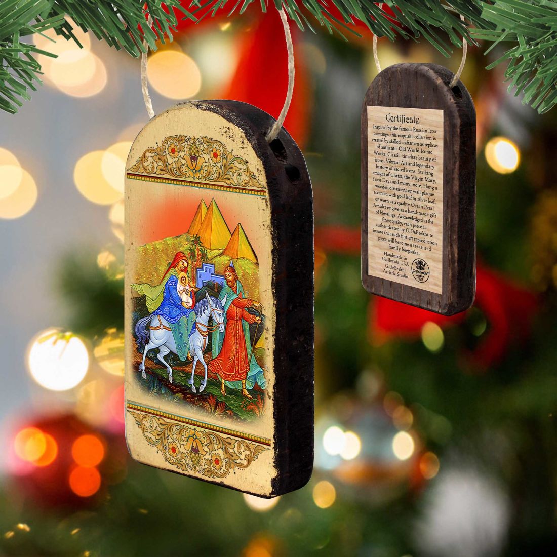 Flight to Egypt Religious Orthodox Sacred Icon Ornament - Inspirational Icon Decor - 87016