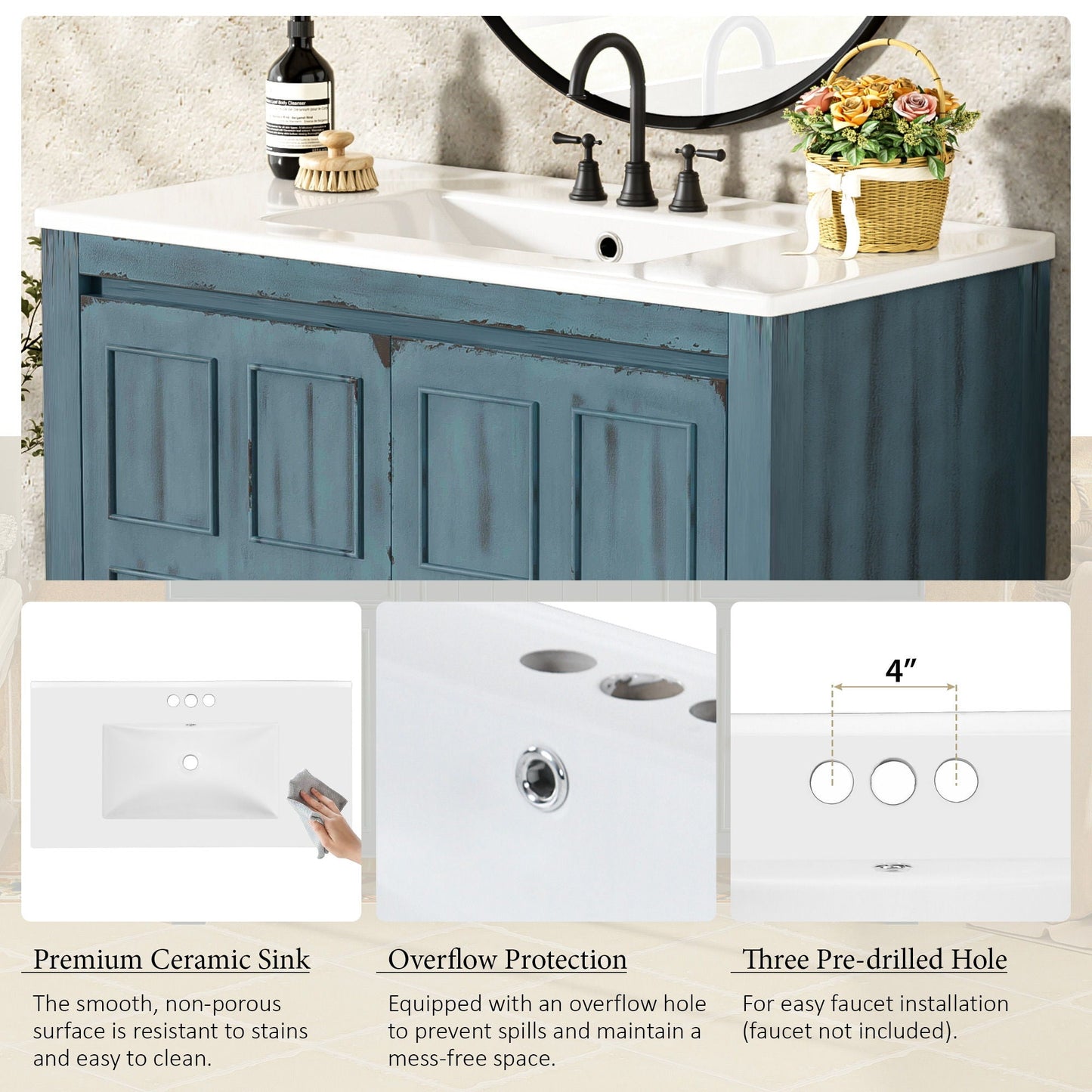 Bathroom Vanity Organizer With Sink, Combo Cabinet Set, Bathroom Storage Cabinet