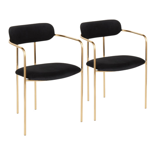 Demi Contemporary Chair in Gold Metal - Set of 2