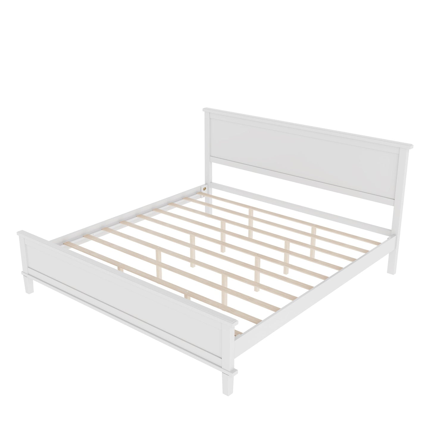 Mid-Century Platform Bed With Headboard And Slat Support, No Box Spring Needed