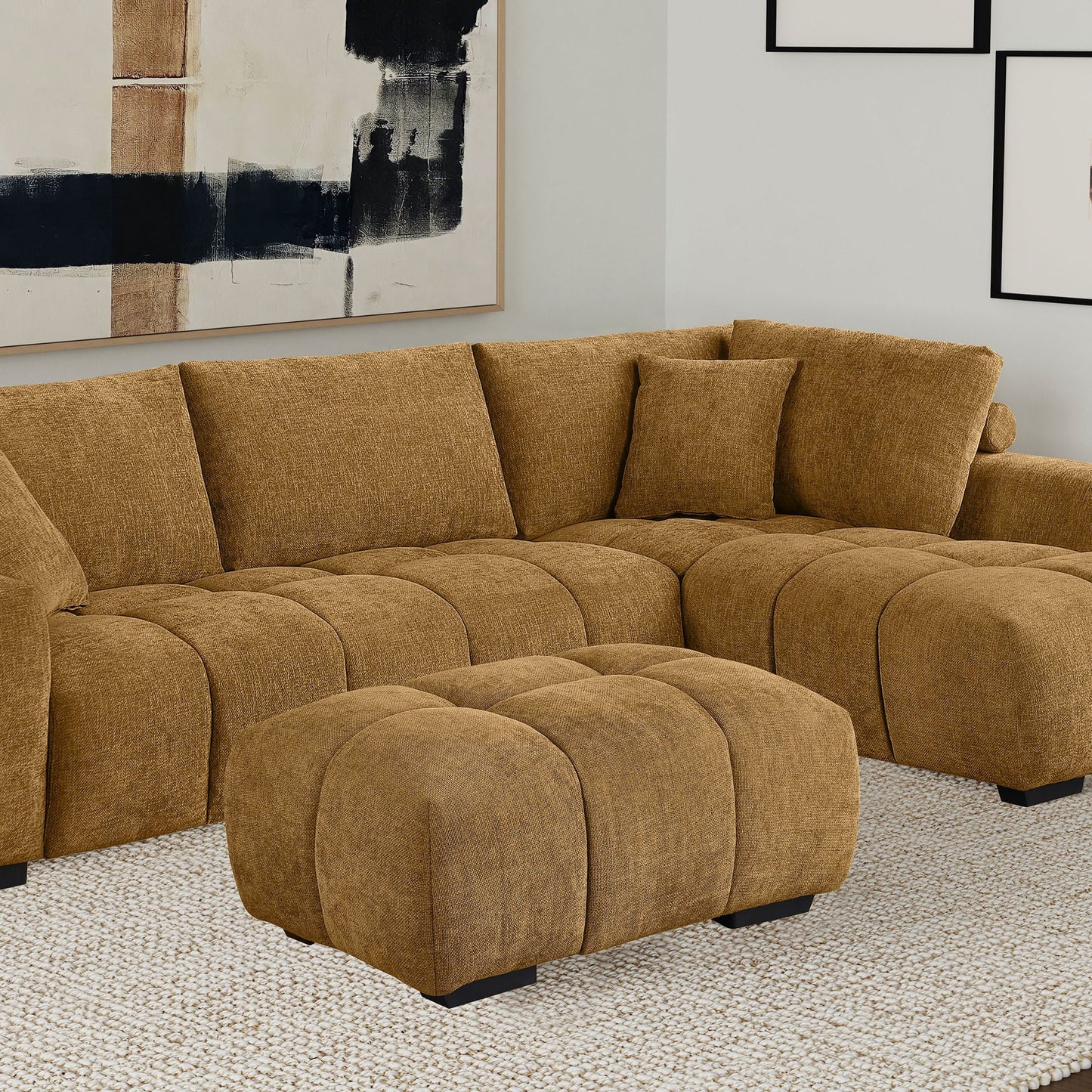 Calla - Rectangular Tufted Ottoman - Amber