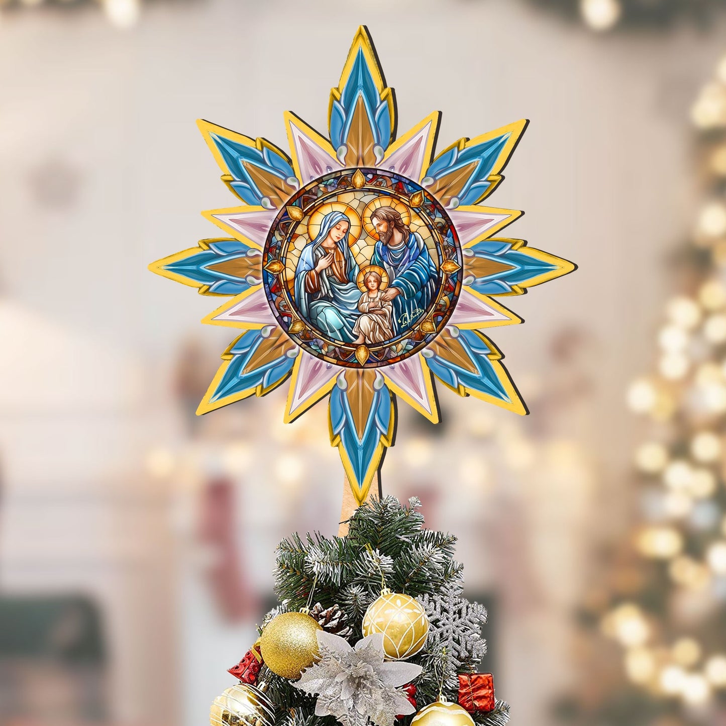 Nativity-themed Tree Topper Wooden Decor - Nativity Holiday Decor - Christmas Tree Topper