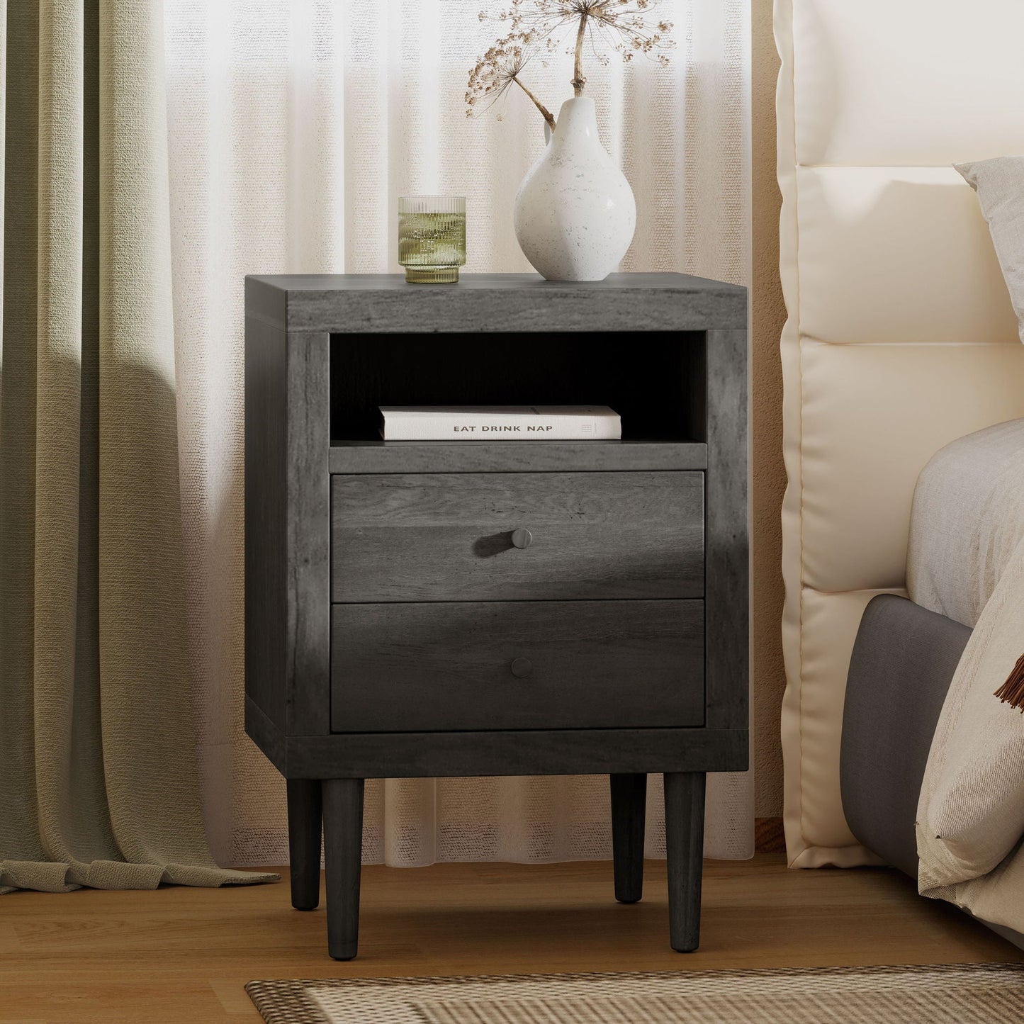 Nystrom Mid Century Modern 2 Drawer Nightstand