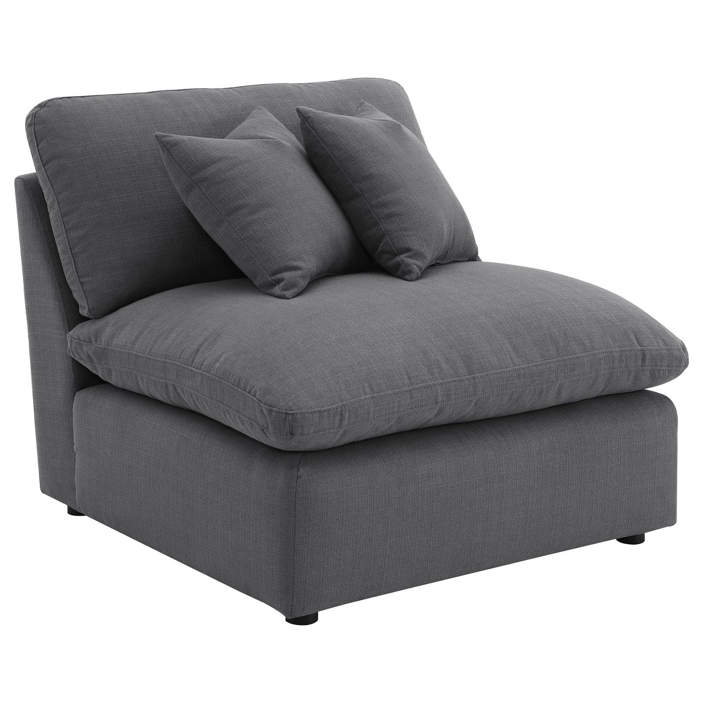 6 Piece Upholstered Modular Sectional Sofa With Reversible Cushions And Ottoman - Charcoal