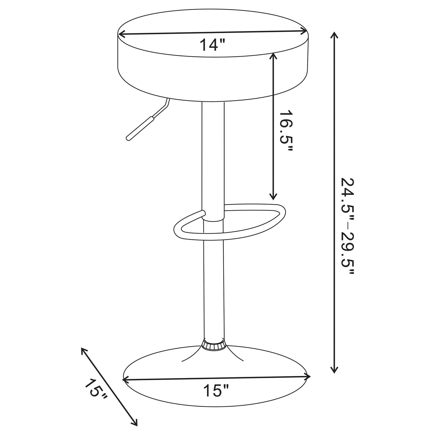 Ramses - Adjustable Backless Bar Stool With Adjustable Height Base - White