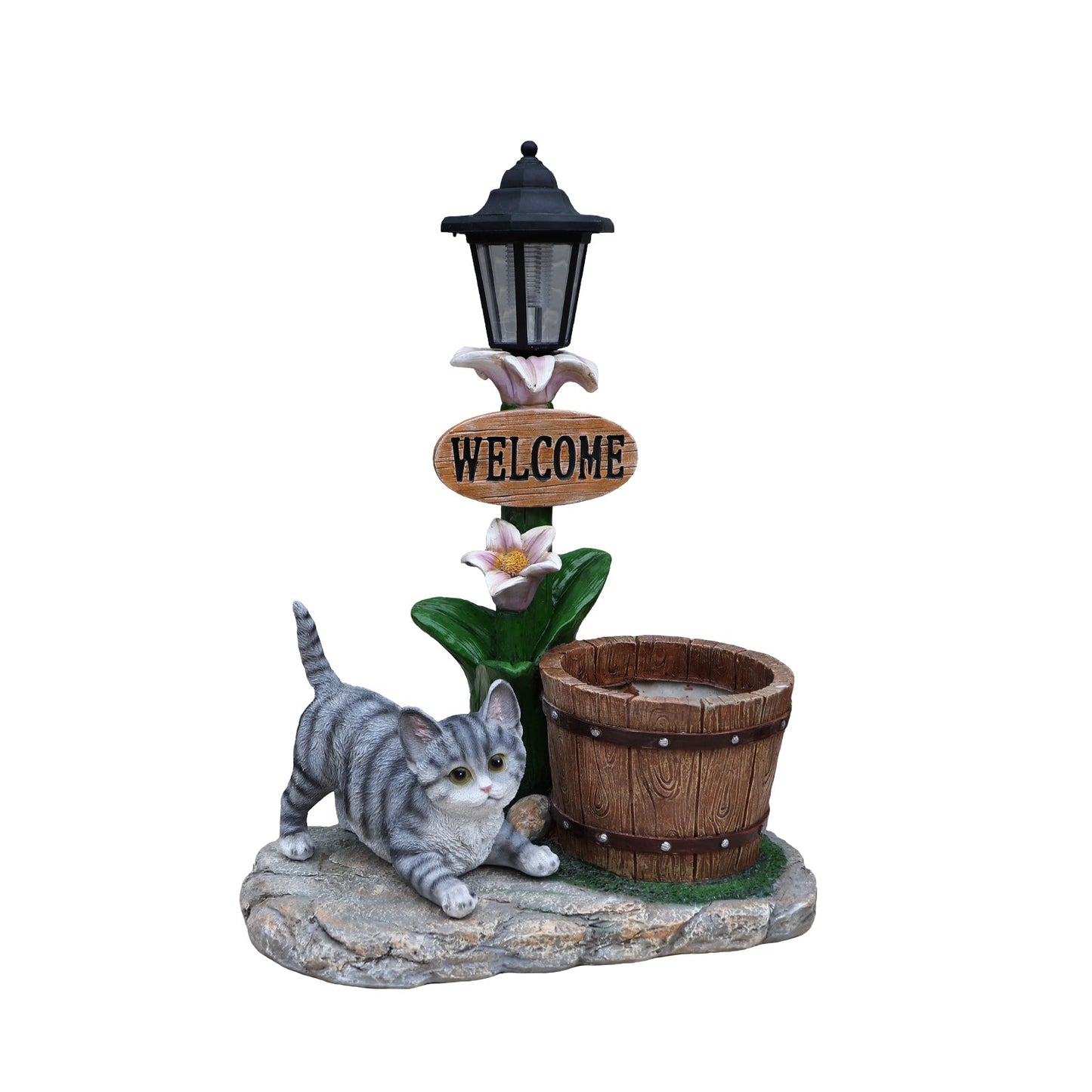 Lying Cat Solar Planter Garden Decor