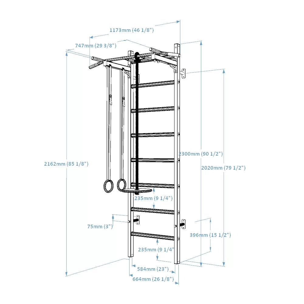 BenchK 221 Gymnastic Wall Bars with Ring and Swing Accessories