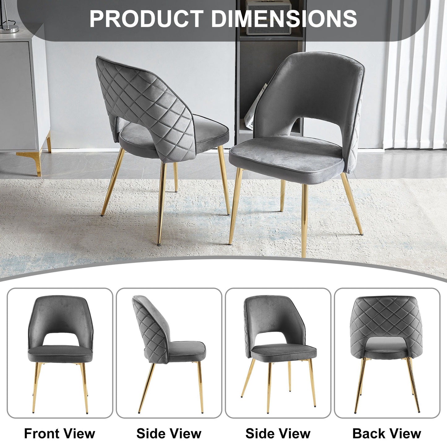 Dining Chairs With Metal Legs And Hollow Back Upholstered Dining Chairs