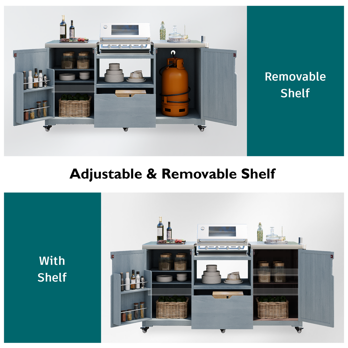 K&K 66.5" Outdoor Kitchen Island for Big Green Egg Grills