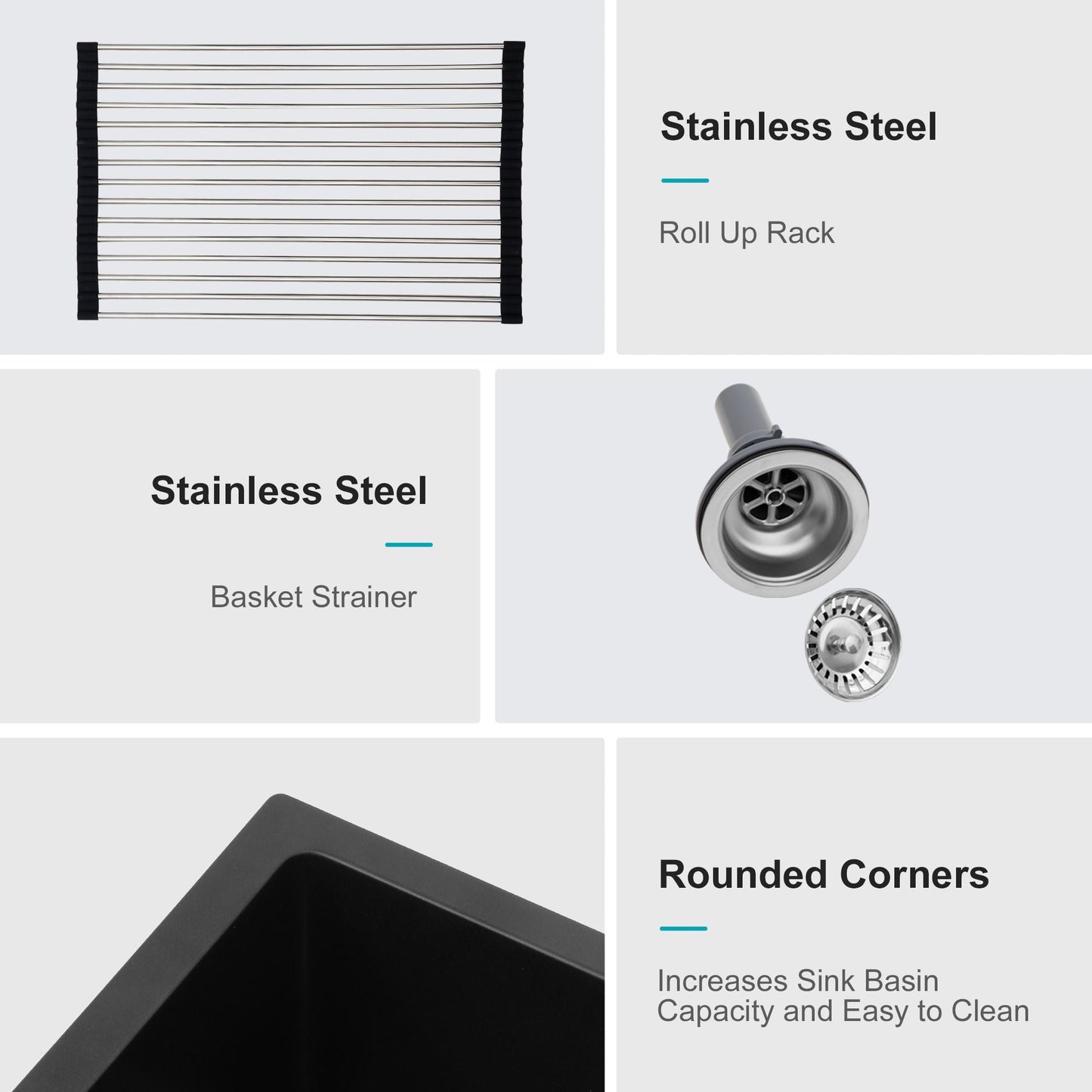 Modern Quartz Kitchen Sink Undermount Granite Composite