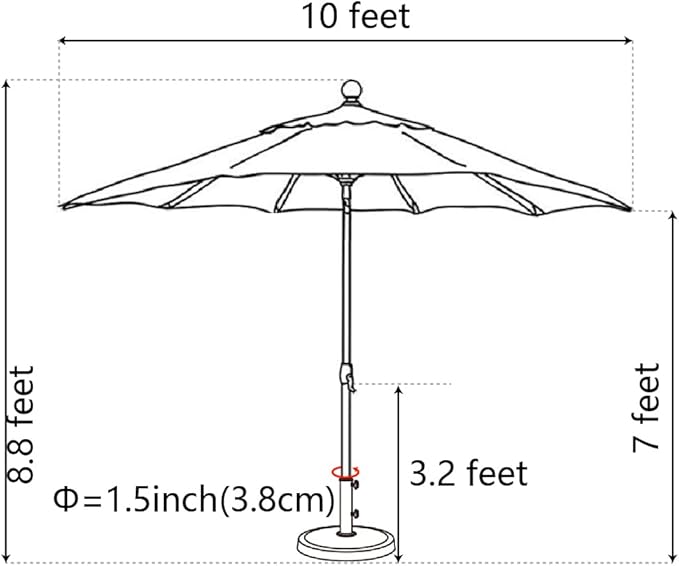 EliteShade USA 10-Year-Non-Fading 10Ft Market Umbrella Patio Umbrella Outdoor Table Umbrella with Ventilation, Antique Beige