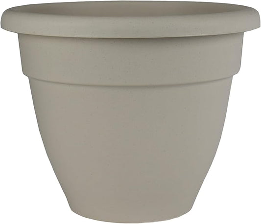 The HC Companies 8 Inch Caribbean Planter - Lightweight Indoor Outdoor Plastic Plant Pot for Herbs and Flowers, Cottage Stone