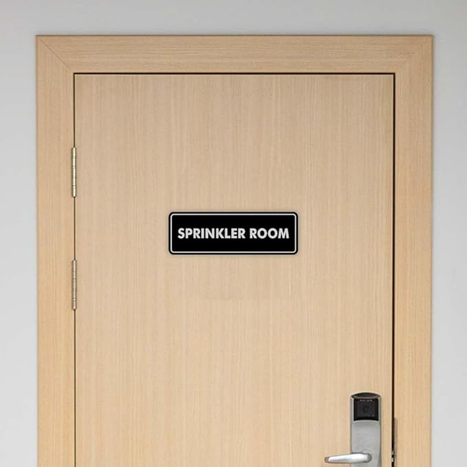 Signs ByLITA Standard Sprinkler Room Sign (Ivory/Dark Brown) - Medium 2 Pack