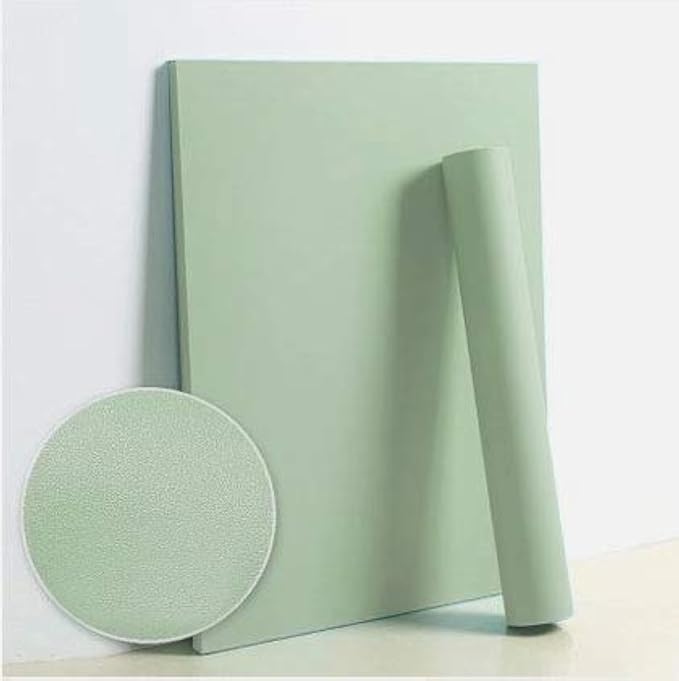 Dimoon 236''x17.7'' Green Peel and Stick Wallpaper Contact Paper Modern Self Adhesive Wall Paper Removable Renter Friendly Textured Solid Color Shelf Cabinet Vinyl Roll (236''x17.7'',Light Green)