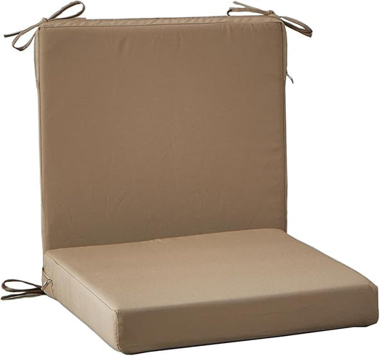 20 x 18 Inch Outdoor Chair Cushions for Patio Furniture UV Resistant Non Slip Waterproof Replacement Patio Seat Cushion with Ties Set of 2, Khaki