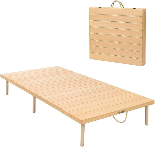 Portable Wooden Folding Table, Picnic Table，Floor Table，Natural Pine, 43x21 Inch, Low Height Design for Picnic, Camping, Coffee Service, Bohemian Style