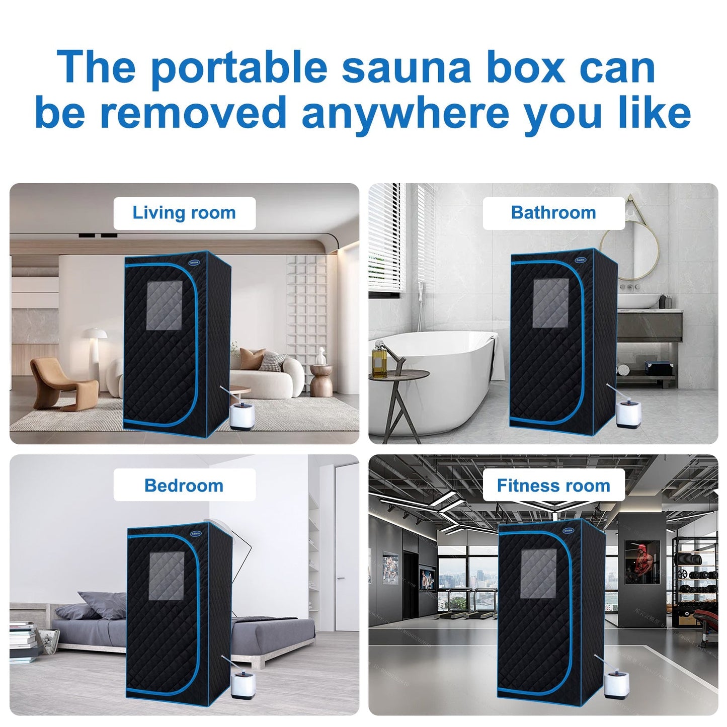 Portable Black Full Size Steam Sauna tent–Personal Home Spa, with Steam Generator, Remote Control, Foldable Chair, PVC pipes. Easy to Install,fast heating, with FCC & UL Certification.