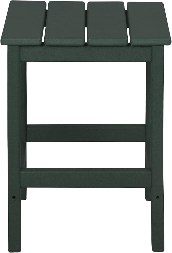 WO Home Furniture Adirondack Chair Table Set of 2 PCS Outdoor Folding Chair w Side Table Weather/UV Resistant for Lawn, Garden, Bon Fire, Balcony (Dark Green)