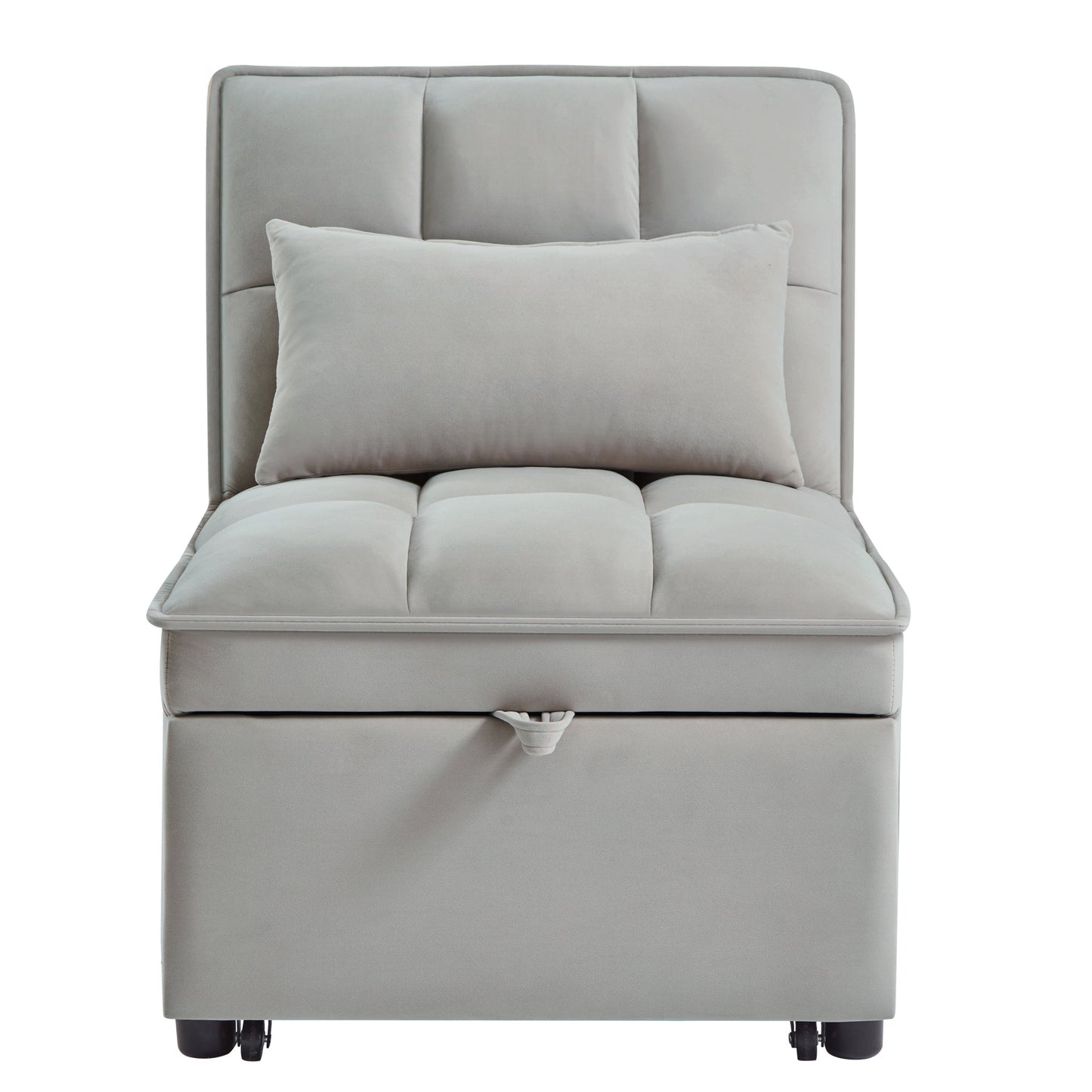 4 in 1 Multi-Function Single Sofa Bed with Storage Pockets Gray