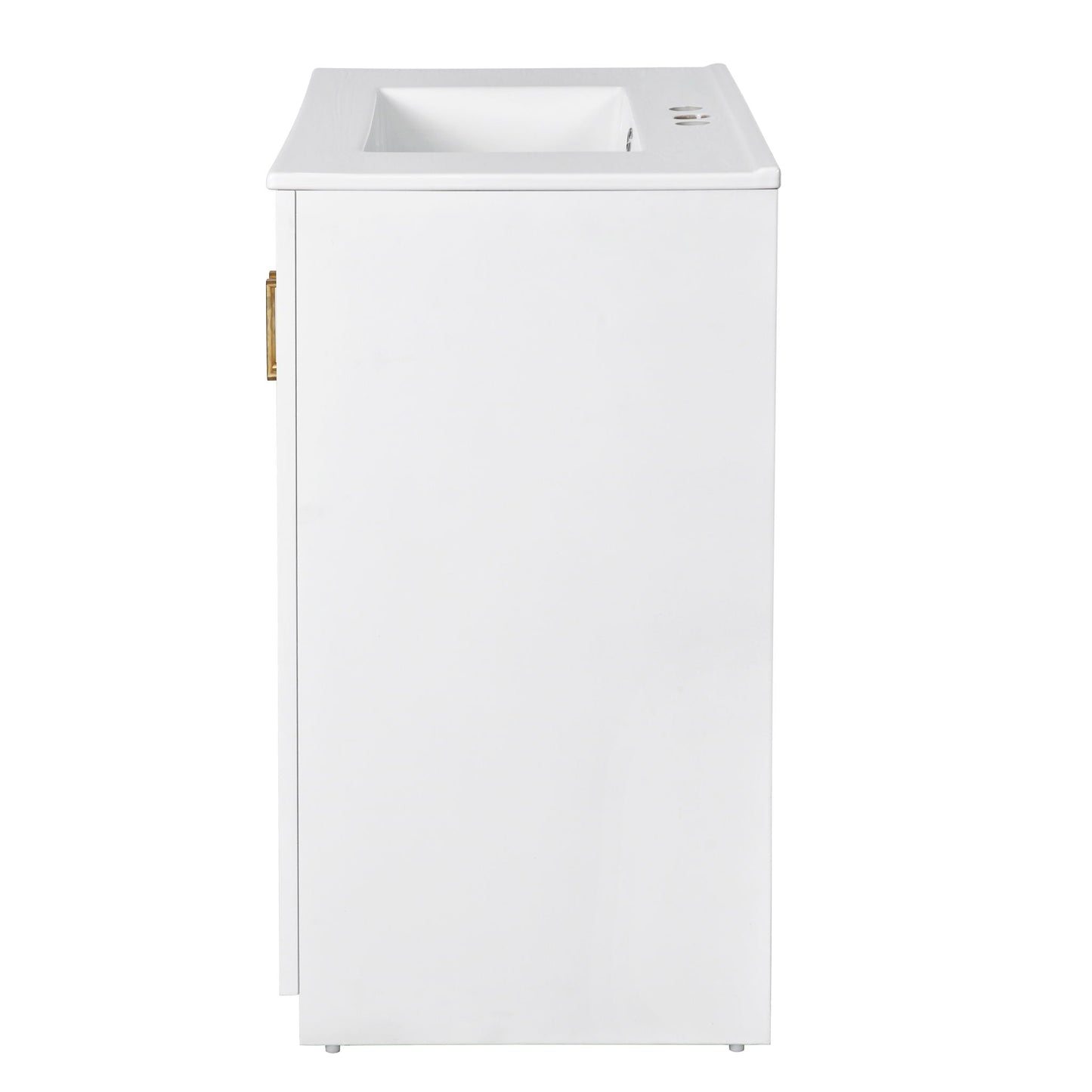 Ceramic Sink Combo, Freestanding Vanity Set With 3 Drawers & Soft Closing Doors