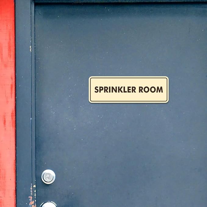 Signs ByLITA Standard Sprinkler Room Sign (Navy Blue/Gold) - Large 2 Pack