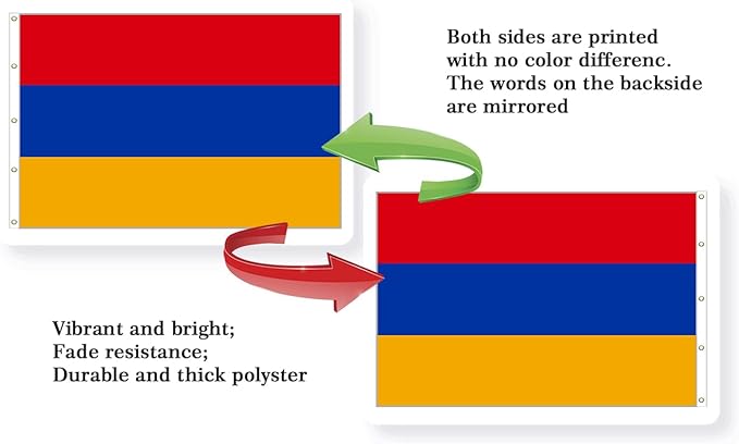 Armenia Extra Large Flag 10x15FT Giant Armenian National Polyester Flag With 5 Grommets For Patriotic Armenian Themed Festival Events Party Decoration (Armenia, 10x15FT)