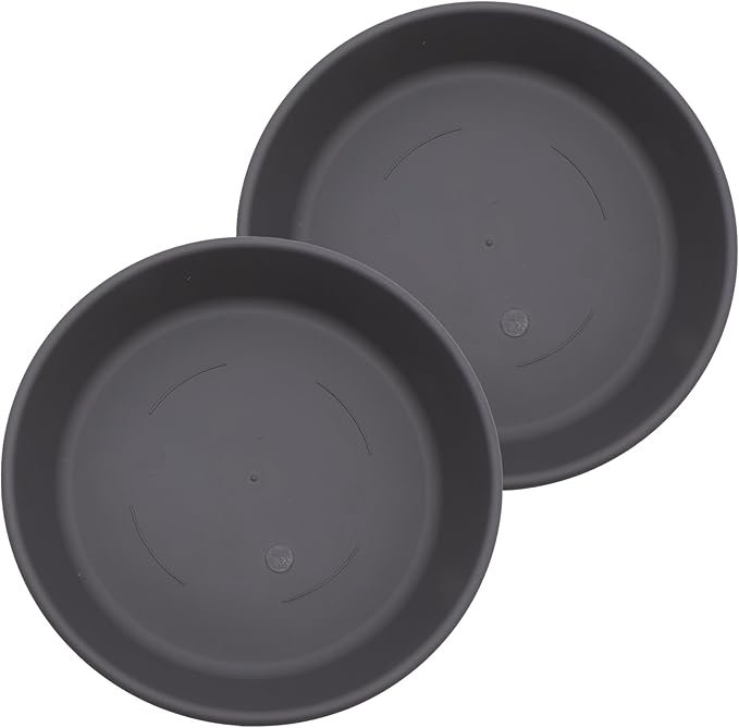 The HC Companies Flower Pot Saucers - Plastic Plant Saucer for Outdoors & Indoors - Traditional Design Plant Pot Trays for Water Drainage - Durable & Stylish Round Plant Tray (21-inch Warm Gray)