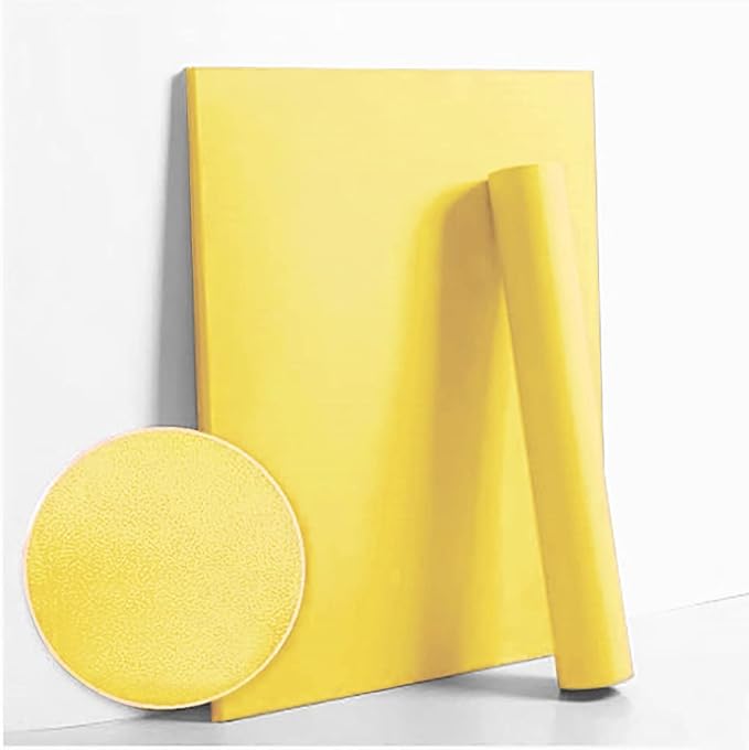 Dimoon 236''x17.7'' Yellow Peel and Stick Wallpaper Contact Paper Modern Self Adhesive Wall Paper Removable Renter Friendly Textured Solid Color Shelf Cabinet Vinyl Roll (236''x17.7'',Yellow)