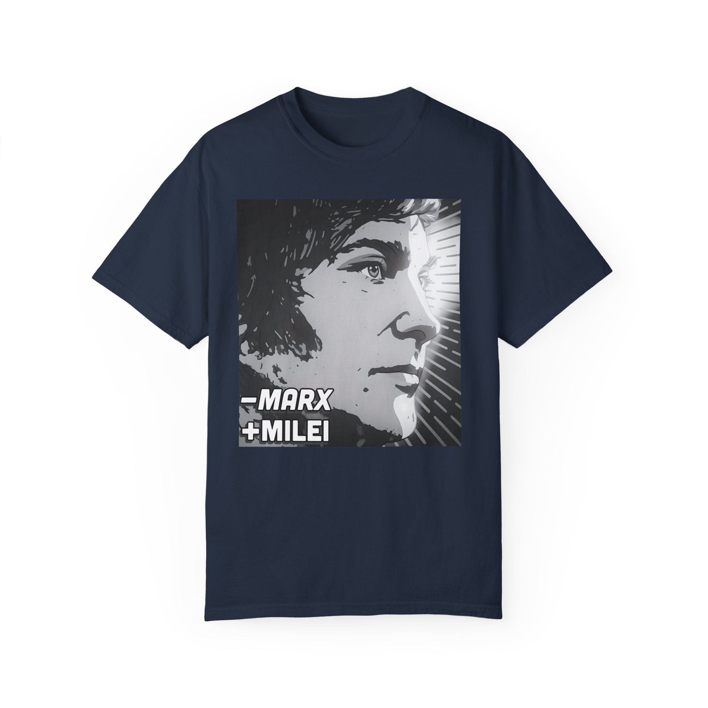 Less Marx, More Milei Icon of Liberty T-shirt - 4LibertyShop.com