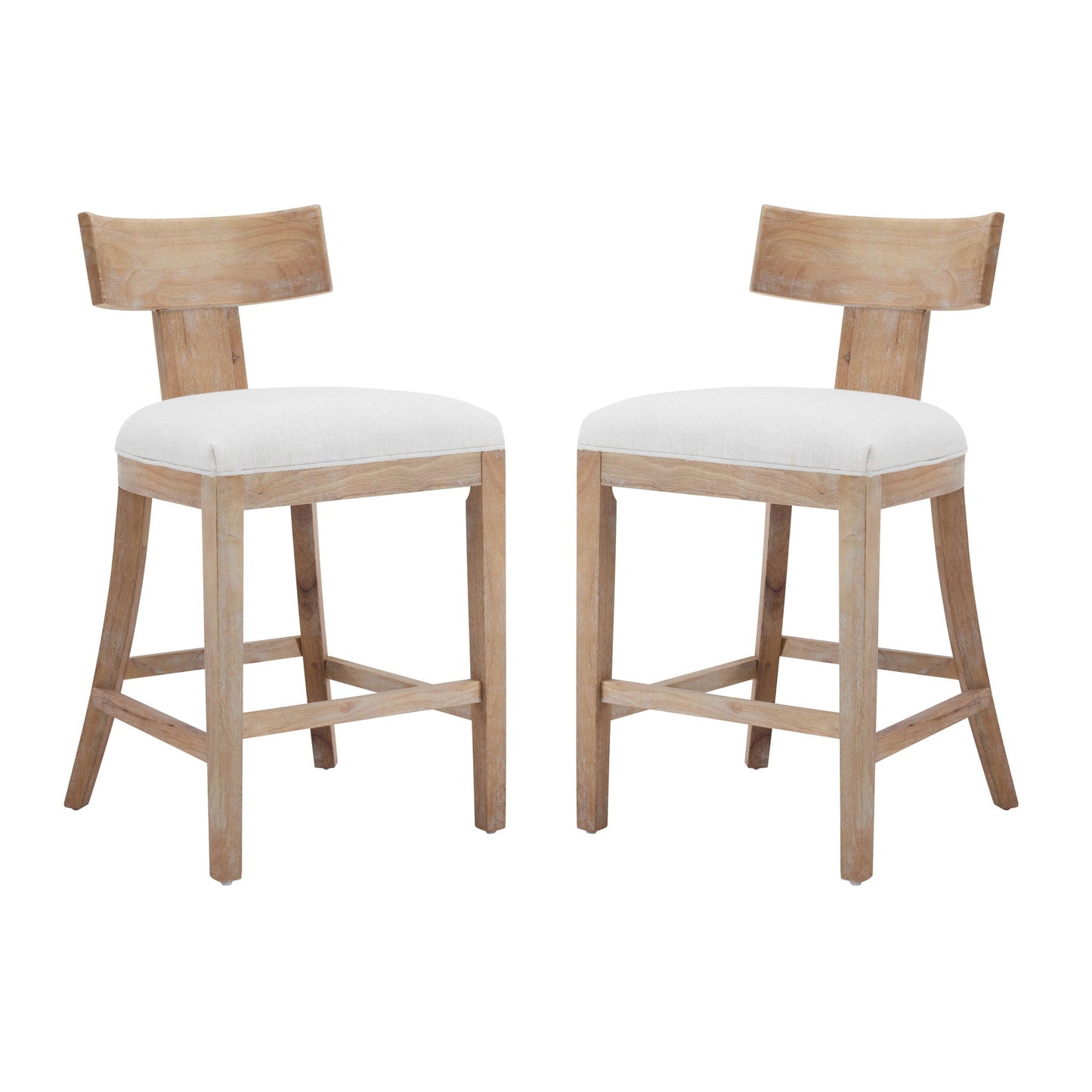 Upholstered Counter Height Bar Stools with Solid Rubber Wood Frame (Set of 2)