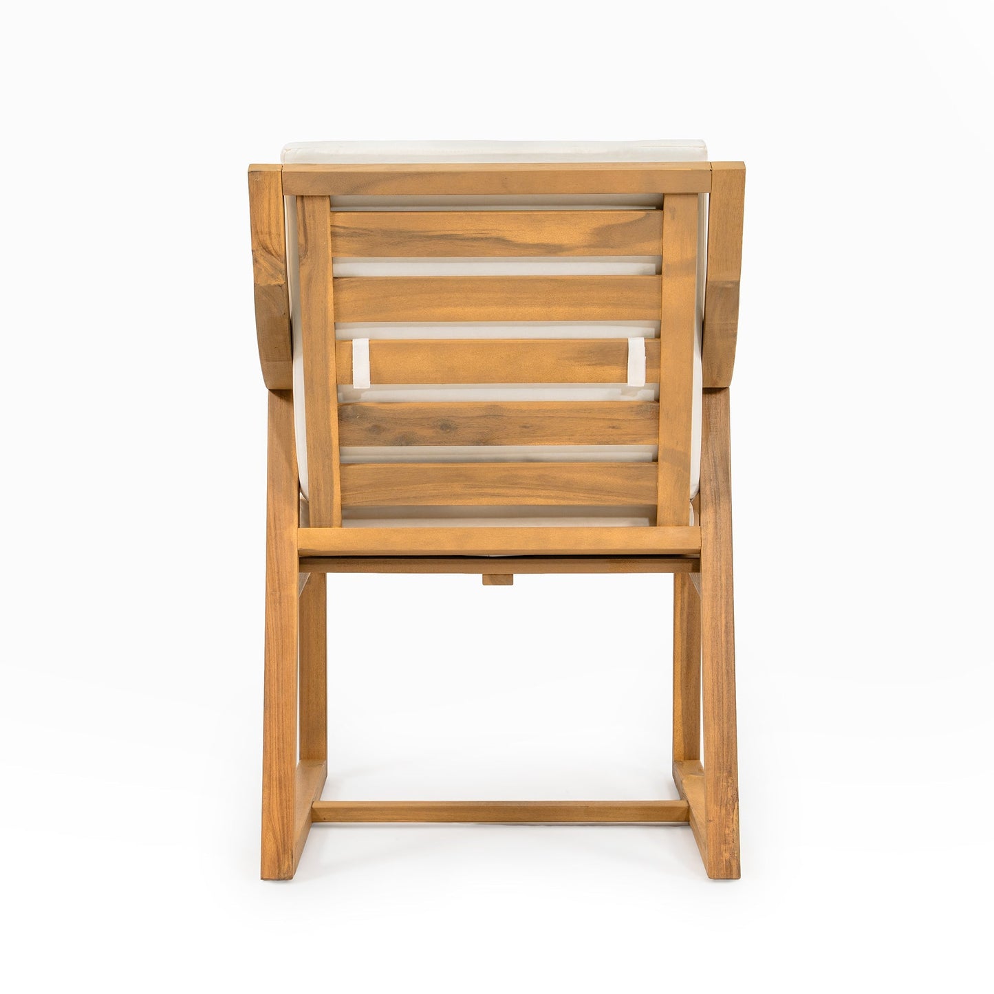 TREXM Patio Dining Chair Set of 2, Wood Outdoor Armchairs with Removable Cushions