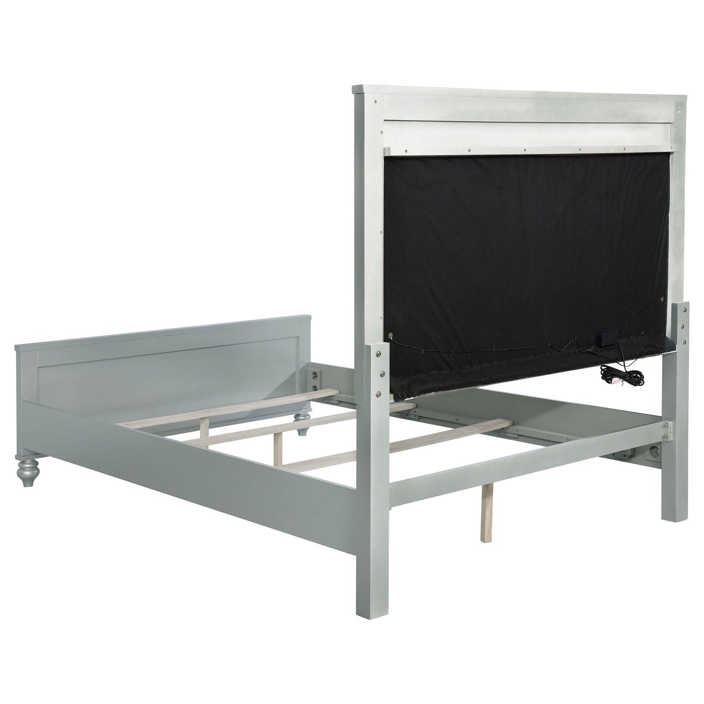 Arabesque - 4 Piece Queen Bedroom Set With LED Headboard - Silver