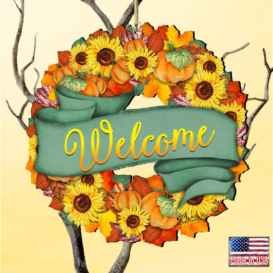 Flower Fall Wreath Wooden Ornaments by G. DeBrekht - Thanksgiving Halloween Decor - 8185305-2