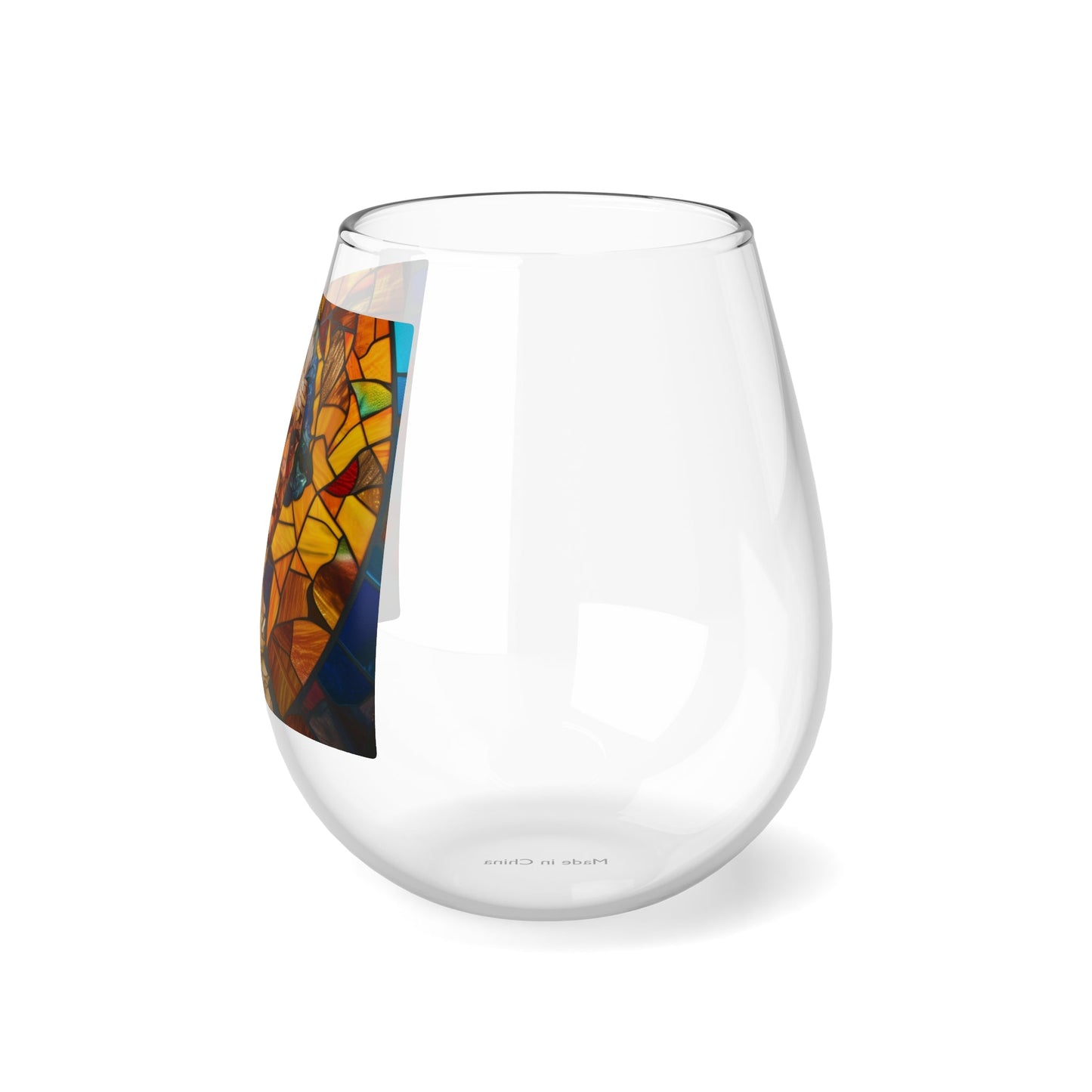 Thomas Jefferson Stained Glass Stemless Wine Glass, 11.75oz - 4LibertyShop.com