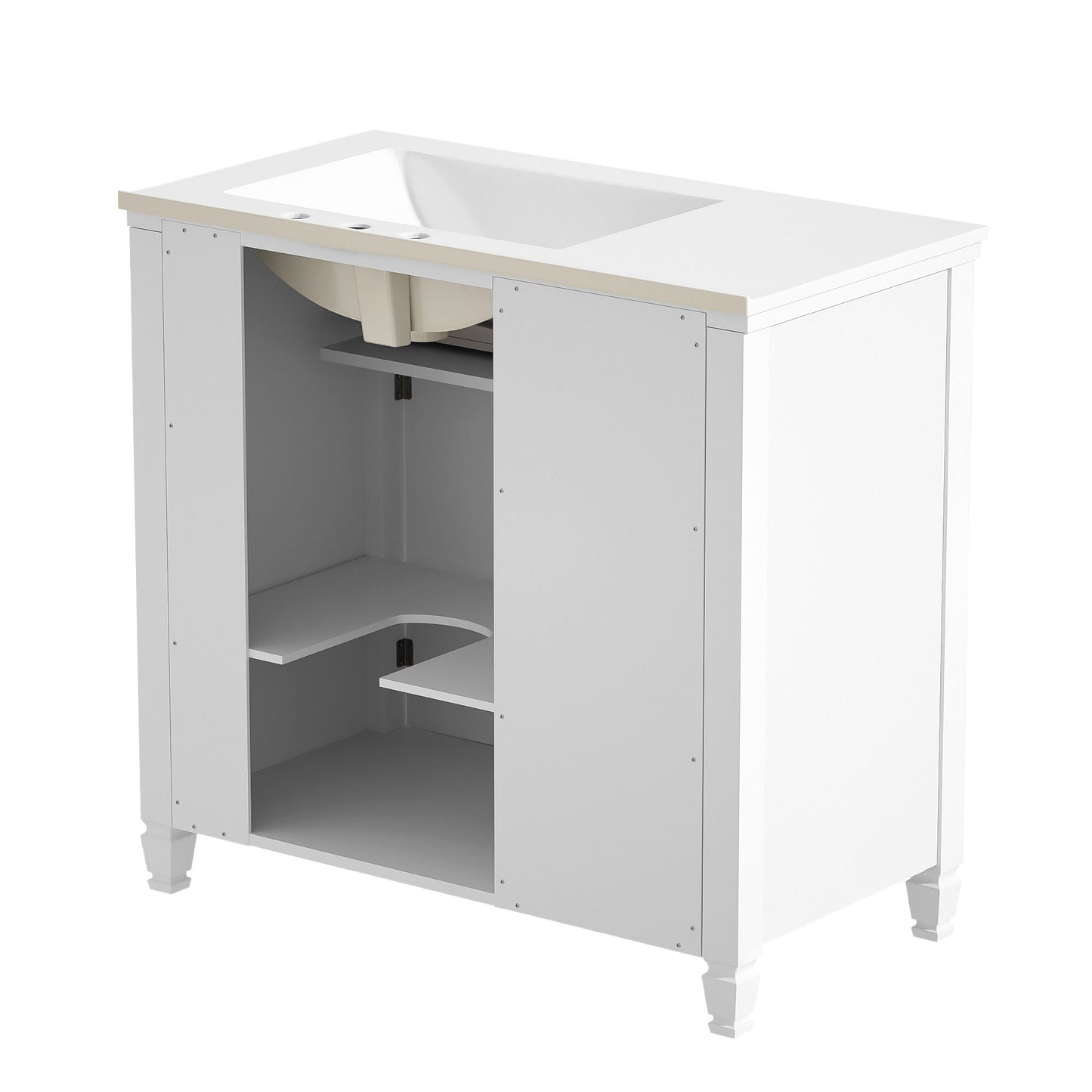 Modern Bathroom Vanity With Ceramic Sink, Freestanding